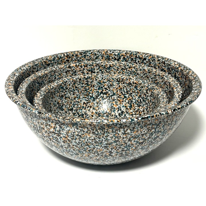 Vtg BrookPark Confetti Splatter Speckle Melamine Mixing Bowl Set 3 Bowls MCM