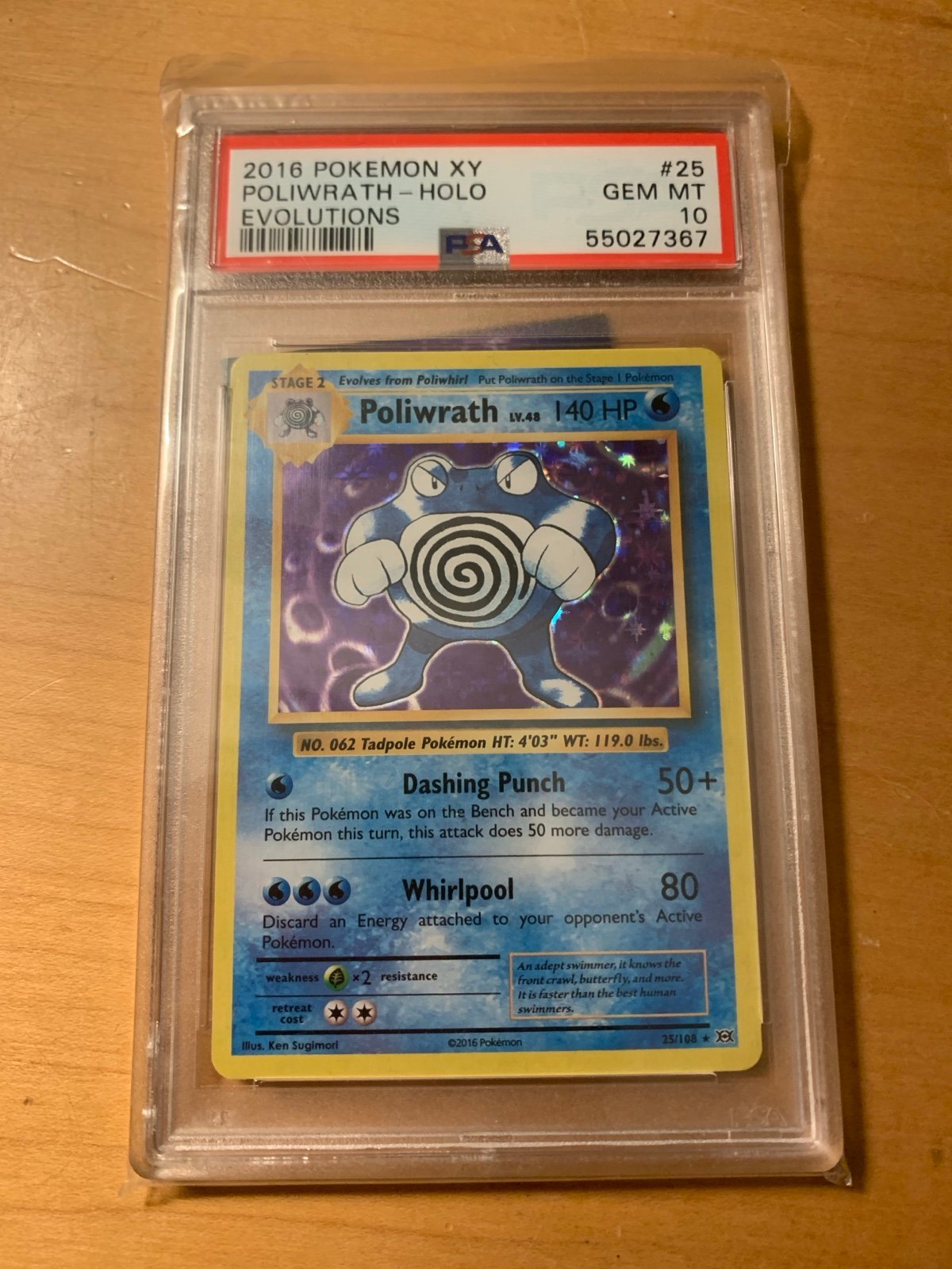 2016 Pokémon XY Poliwrath -holo evolutions PSA 10