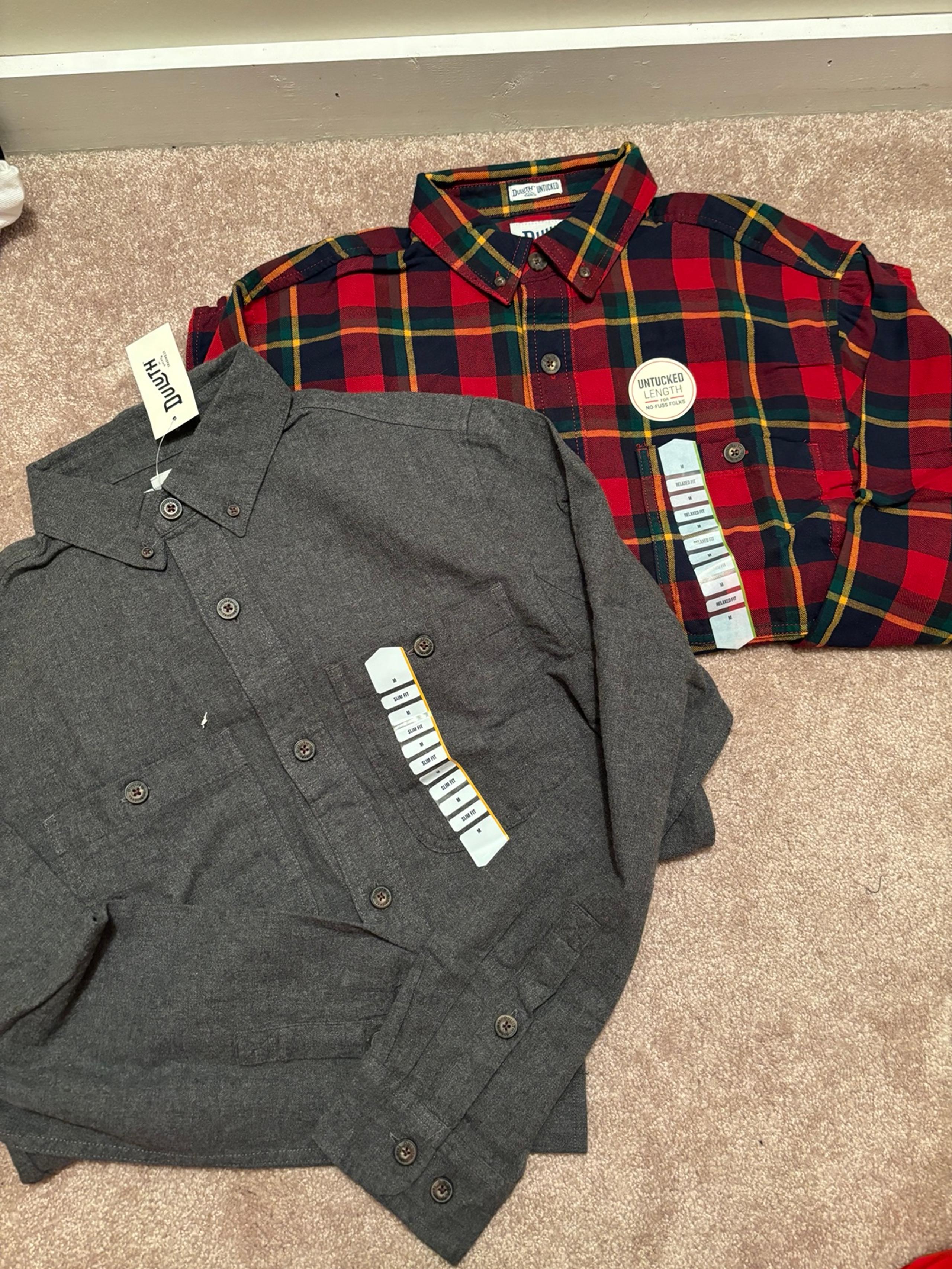 Lot of 2 Medium New With Tags Duluth Trading Co Button Up Flannels men’s shirt