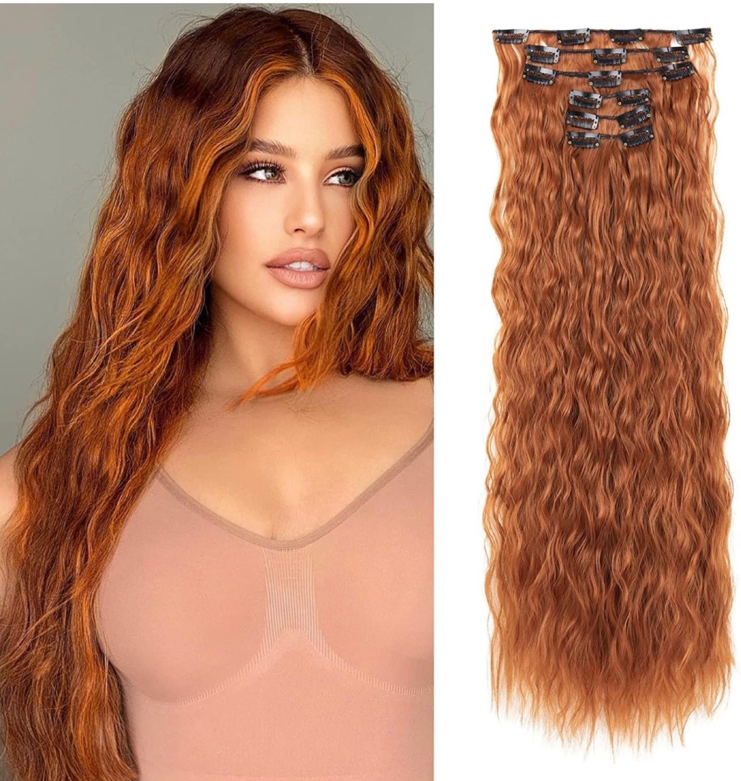 24 curly mermaid curly wave red hair extensions