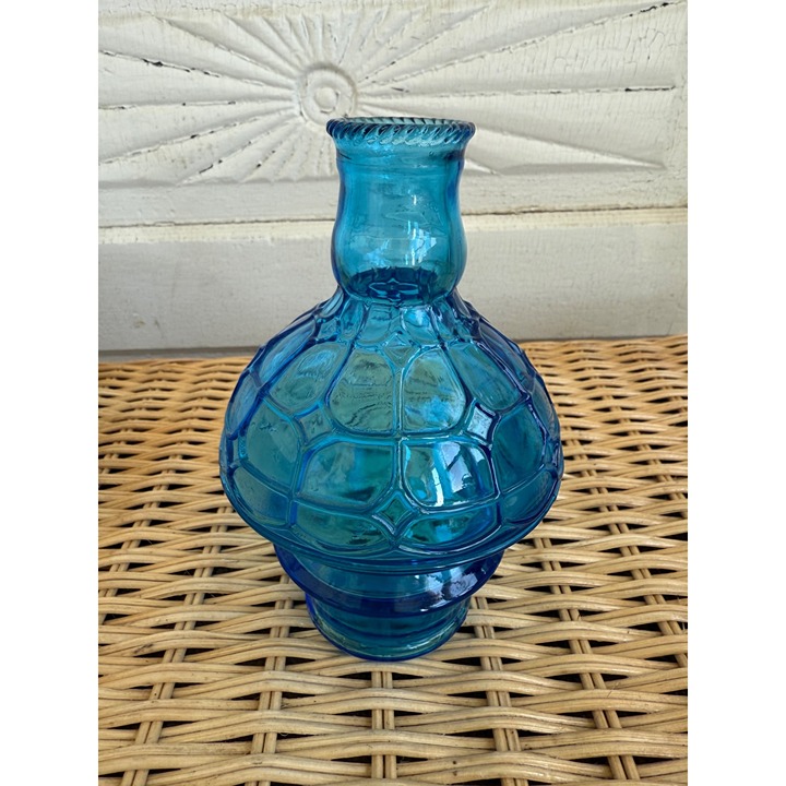 Vintage 70's Wheaton Glass Blue Fire Extinguisher Bottle Honeycomb Pattern