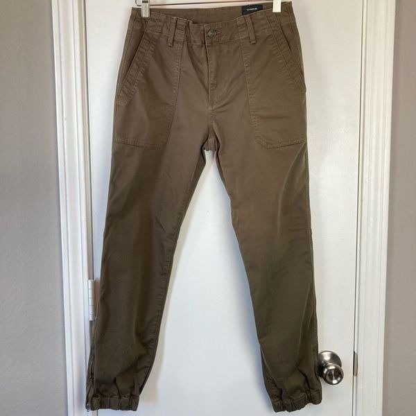 Vince Women’s Utility Pants Jogger Zip Ankle Cropped Cargo Pants Dark Willow 27