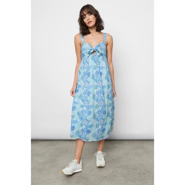 NWT Rails Womens SERAFINA AZURE WALLFLOWER blue midi dress xs linen blend