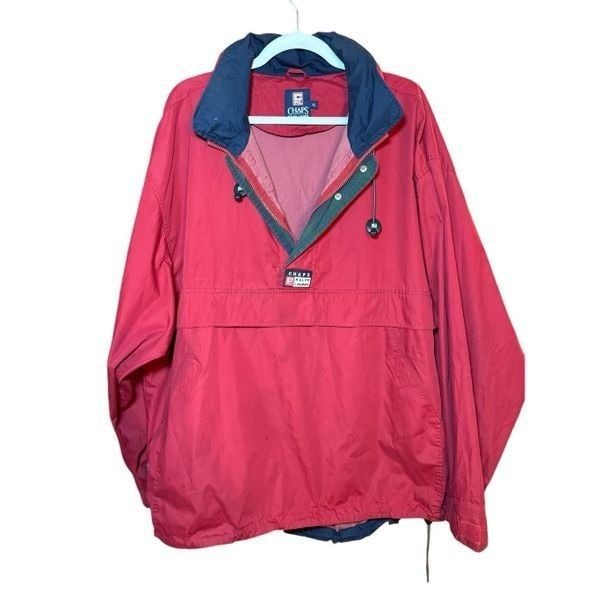Chaps Ralph Lauren Mens Jacket XLarge Red Pullover 1/4 Zip Windbreaker Vintage S