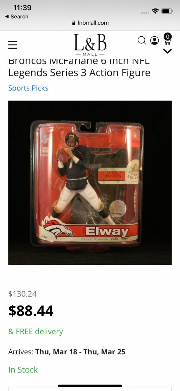 NFL Legends John Elway sports memorbilli