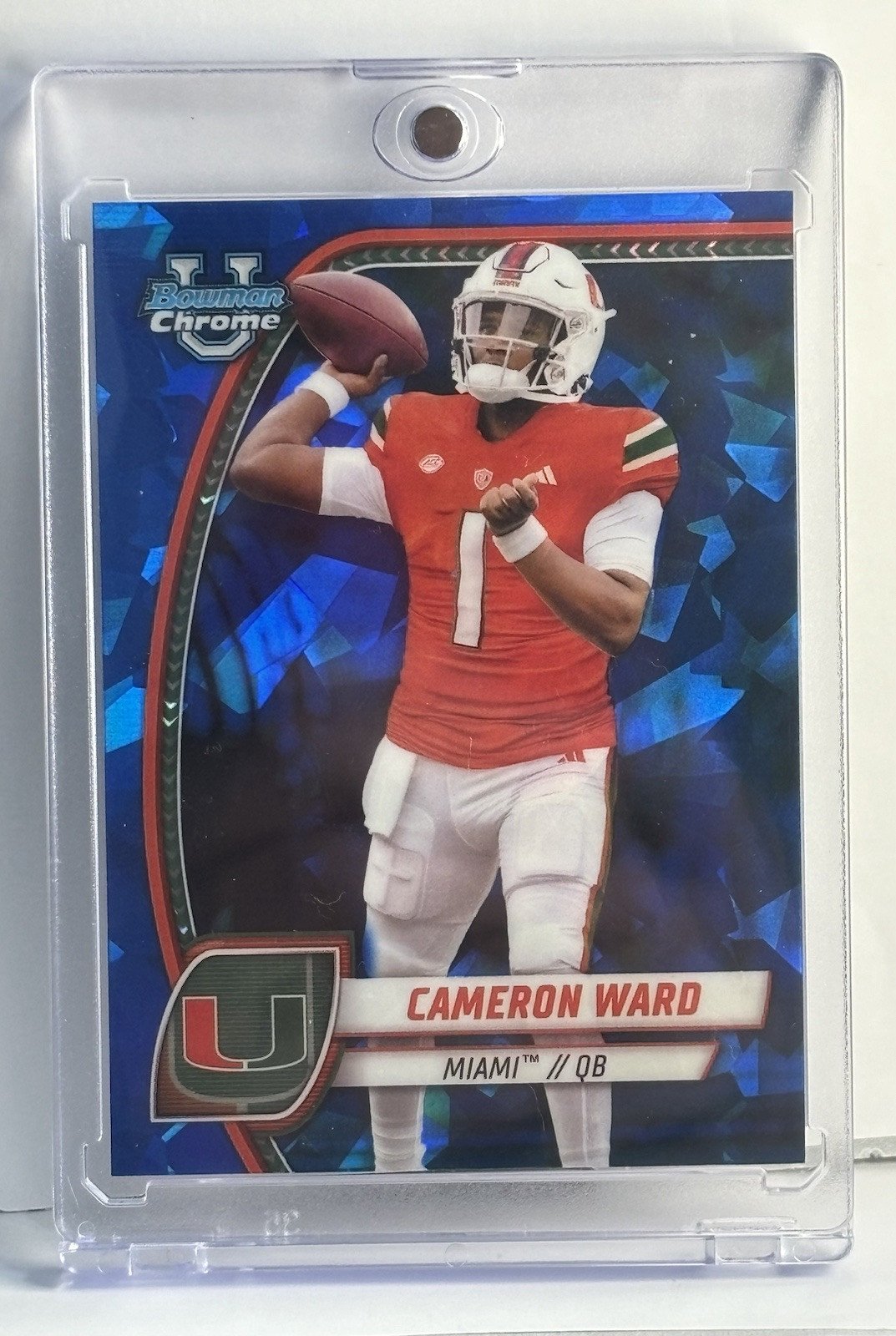 Cam Ward RARE 2024 Bowman University Chrome Sapphire SSP Cameron #3 Miami