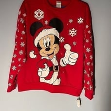Disney Mickey Mouse Christmas Sweatshirt Light Up Medium
