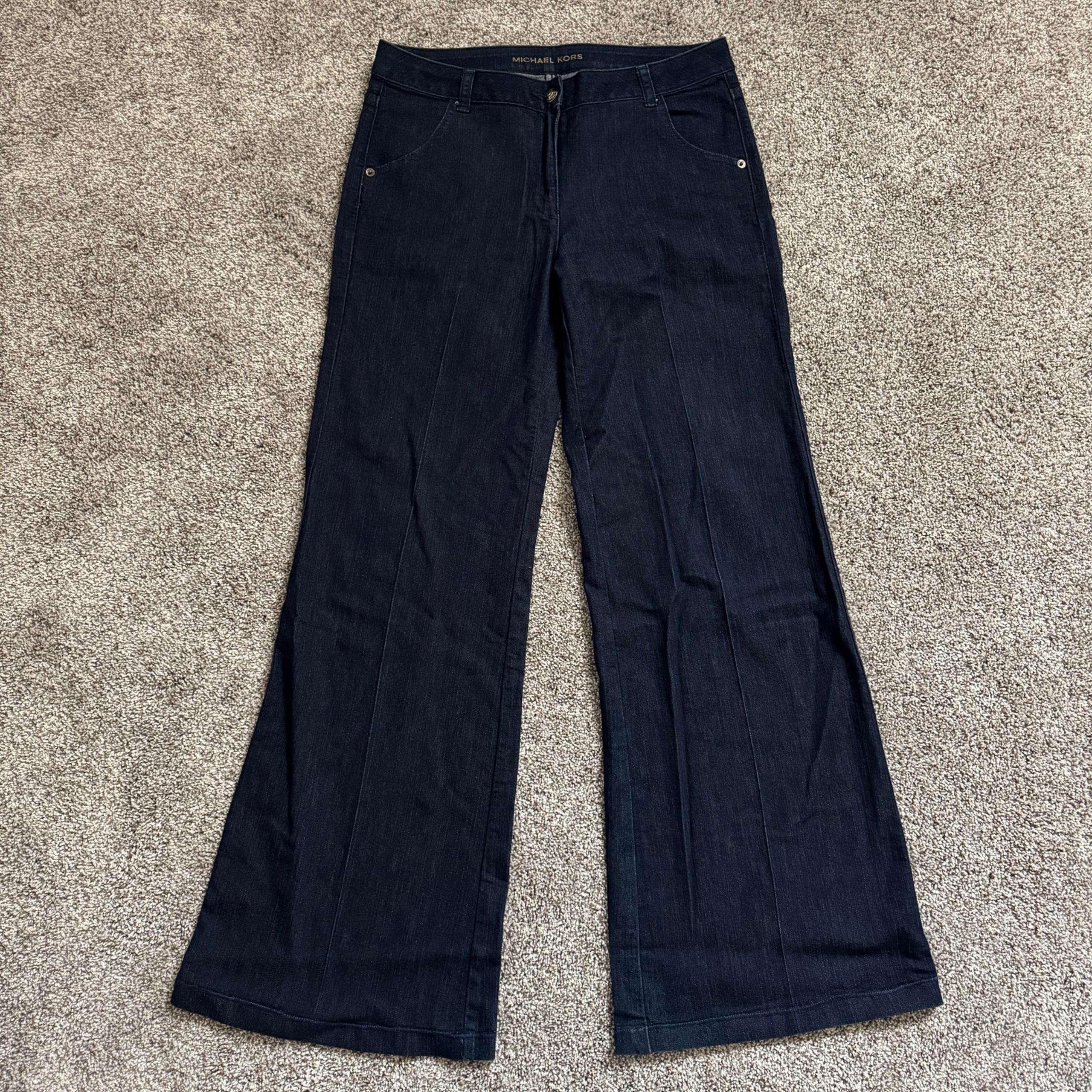 Michael KORS Dark Denim Wide Leg Flare Mid Rise Jeans Women’s Size 8