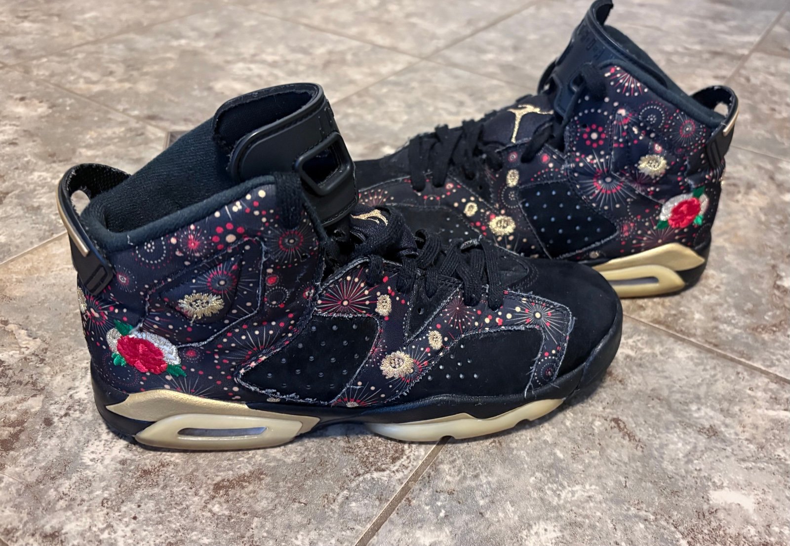 RARE!! BOYS NIKE AIR JORDAN 6 RETRO CHINESE NEW YEAR SHOES AA2495-021 SZ 7Y