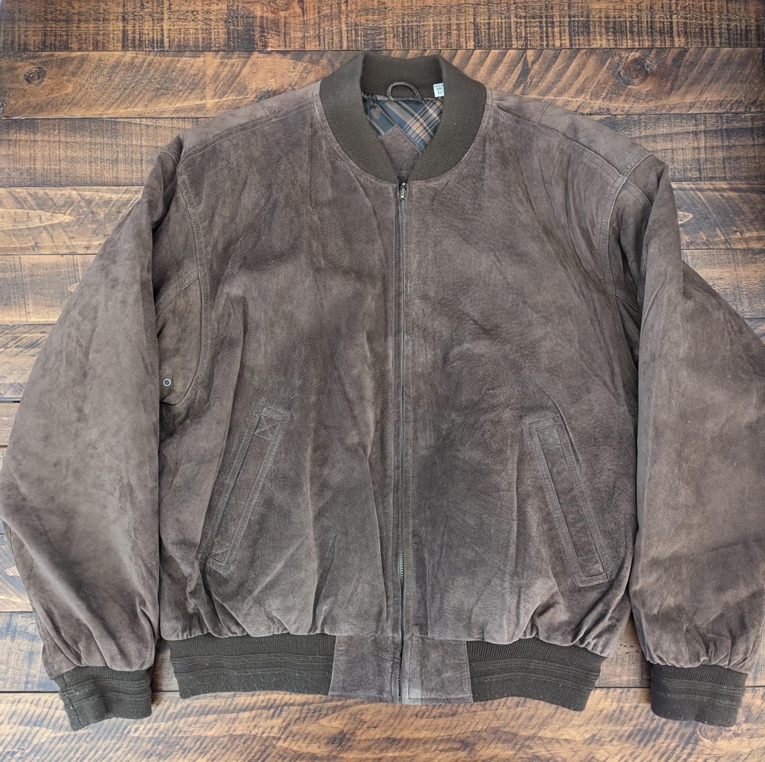 Men's Roundtree and York Suede Bomber Jacket, Size Large