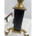 Vtg Andirons Brass Steeple Top Cast Iron Set Stamped Black Block Plinth 19.5
