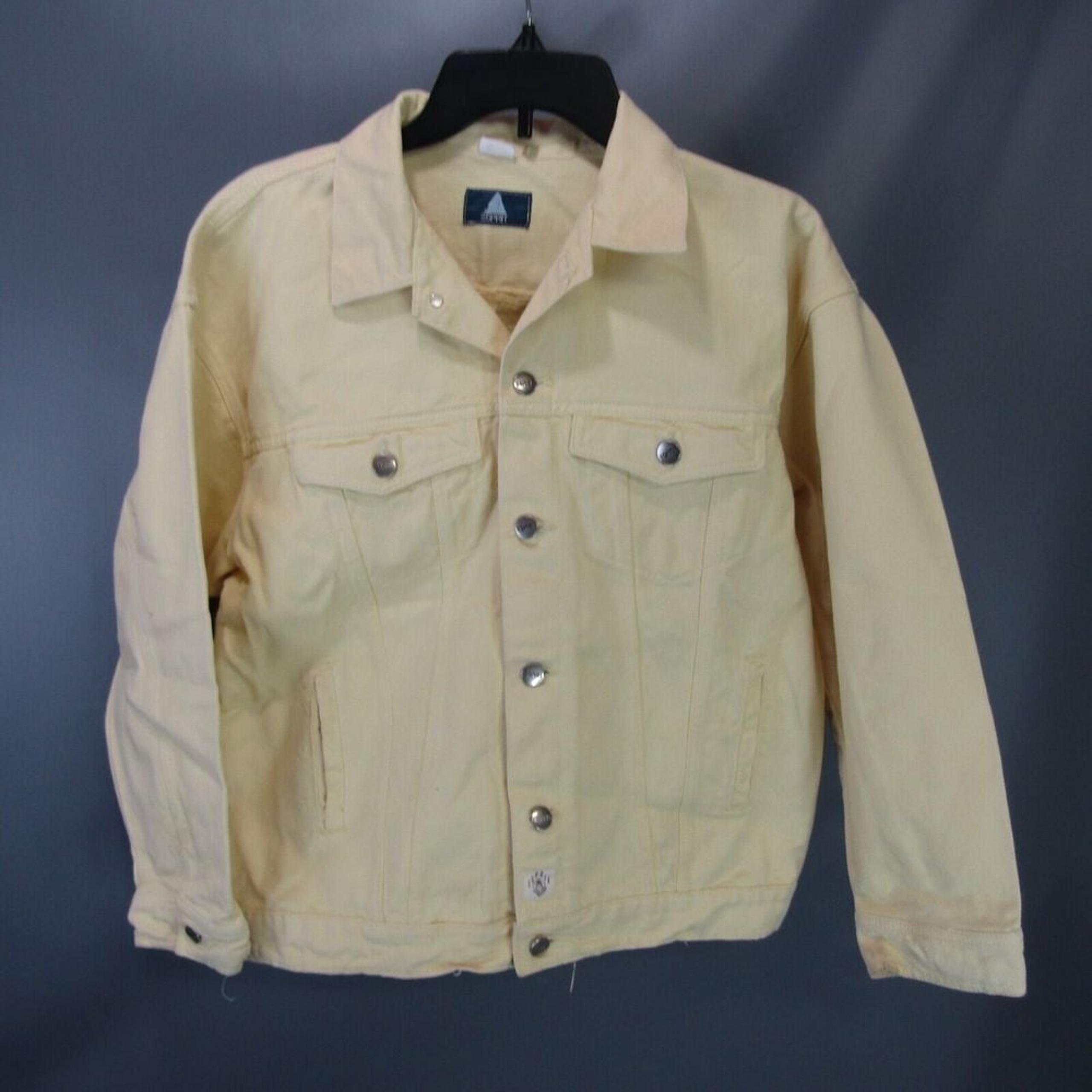 Vintage Esprit Yellow Denim Jean Jacket Women's Size M Coat 100% Cotton Medium