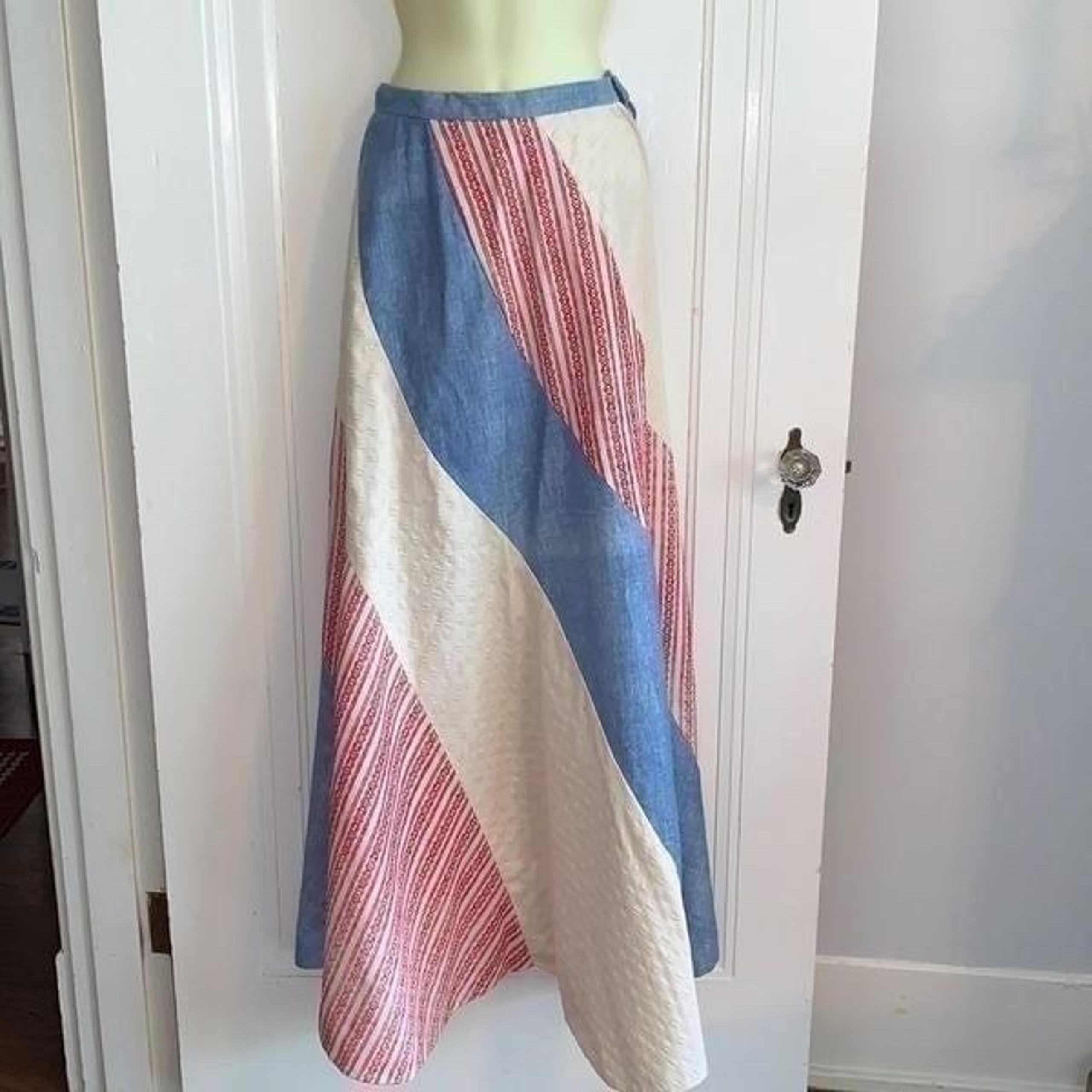 Vtg 70s handmade quilted maxi skirt