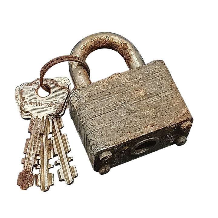 Vintage Master Lock Padlock With Keys Rusted Patina Antique Heavy-Duty Steel