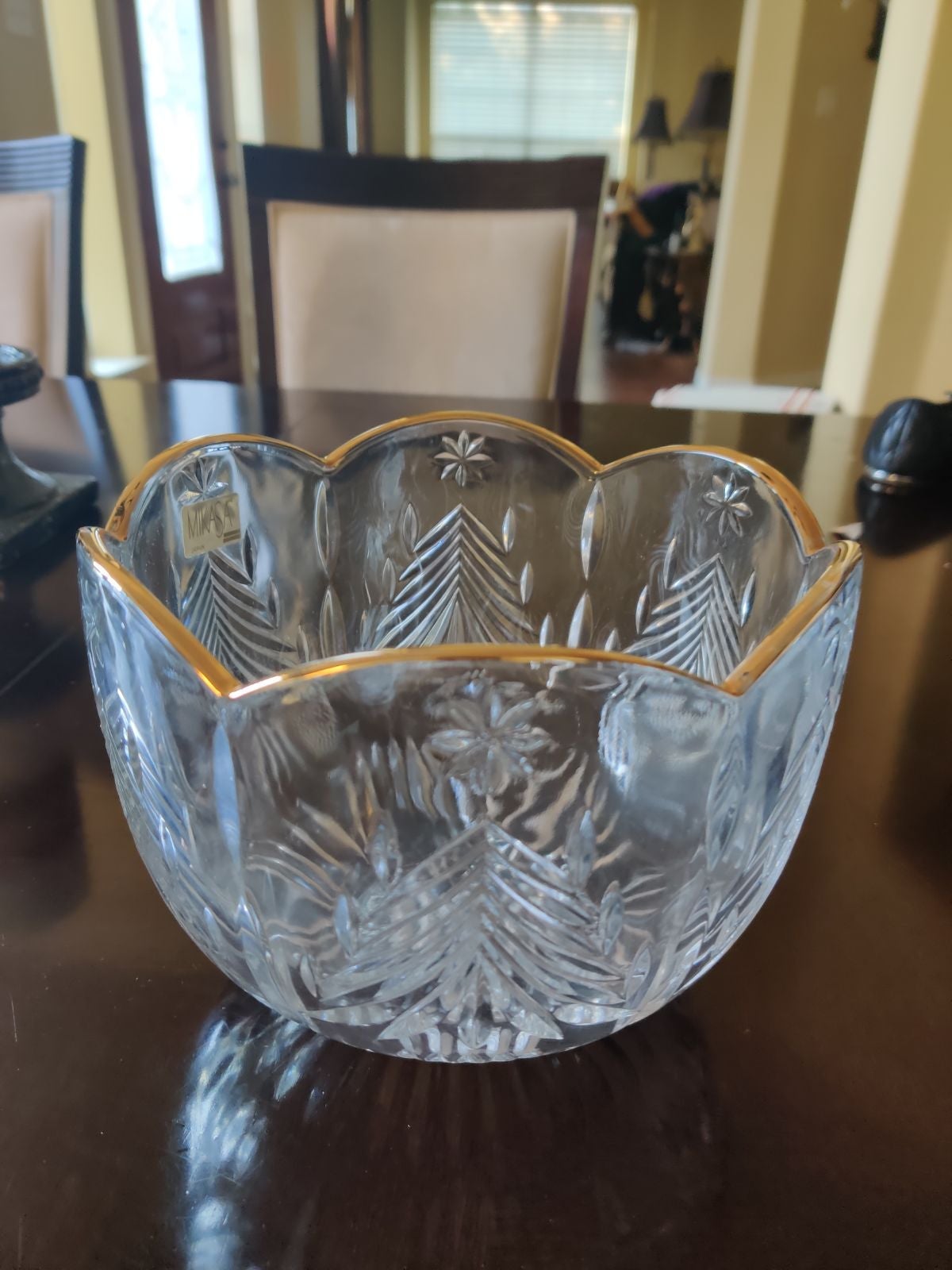 Mikasa Crystal Scalloped Gold Rim Bowl N