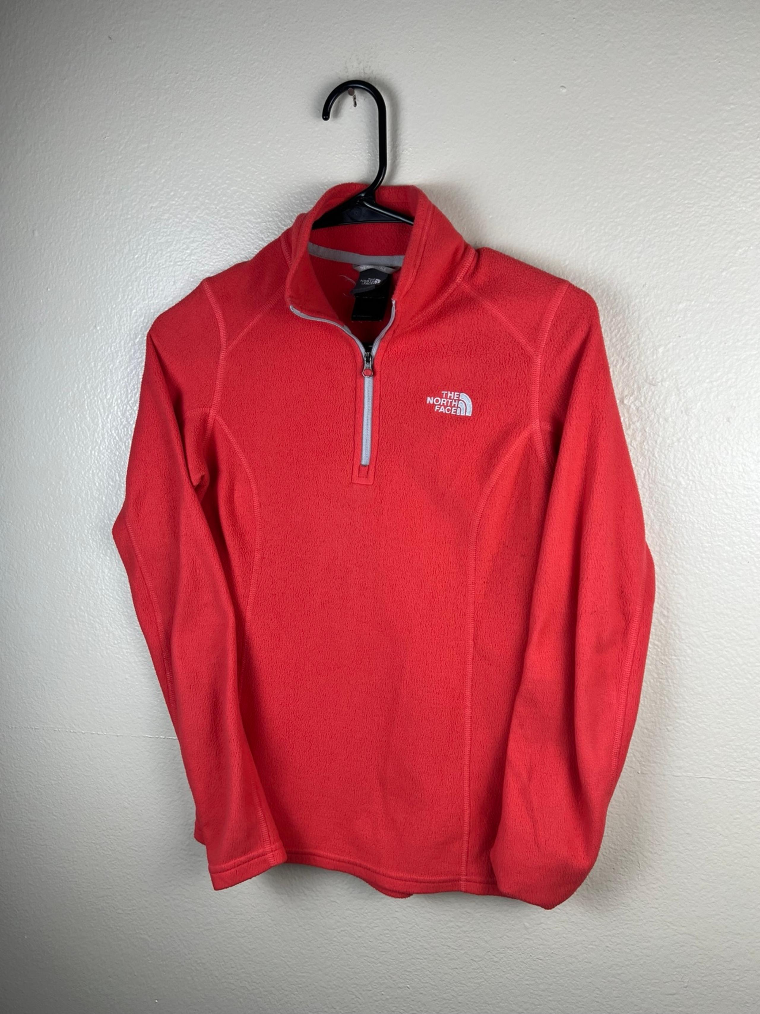 The North Face Pullover Women Small Red Orange Glacier Quarter Zip Fleece Preppy
