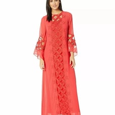 Juicy Couture Red Embroidered Lace 2 Piece Abaya Kaftan Dress Red Small NWT