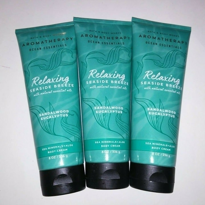 Set of 3 Bath and Body Works Cream Lotion Aromatherapy Relaxing Seaside Breeze