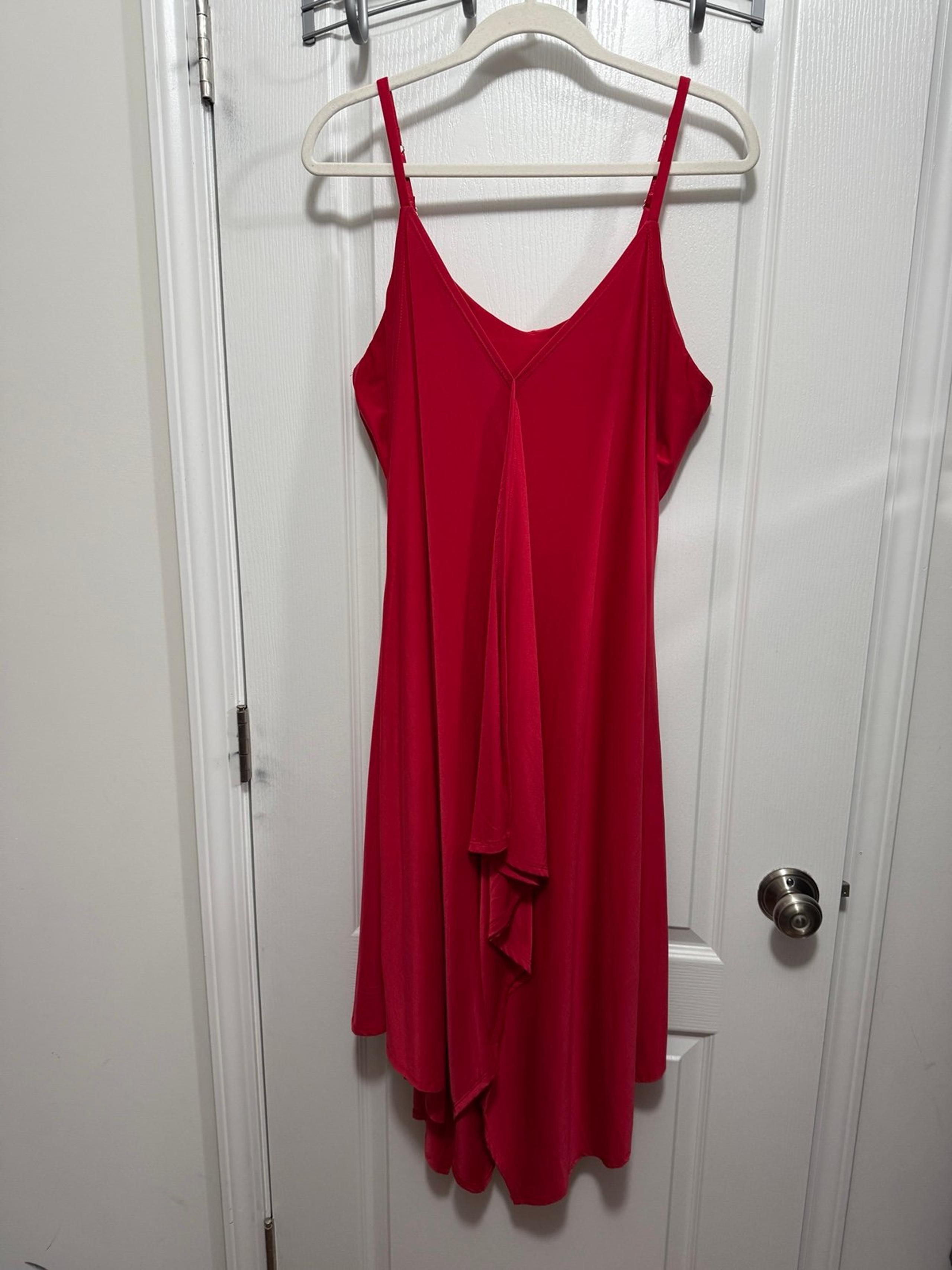 SOMA Bliss Scarf Hem Midi Slip Dress red boho jersey soft women’s L holiday NWT