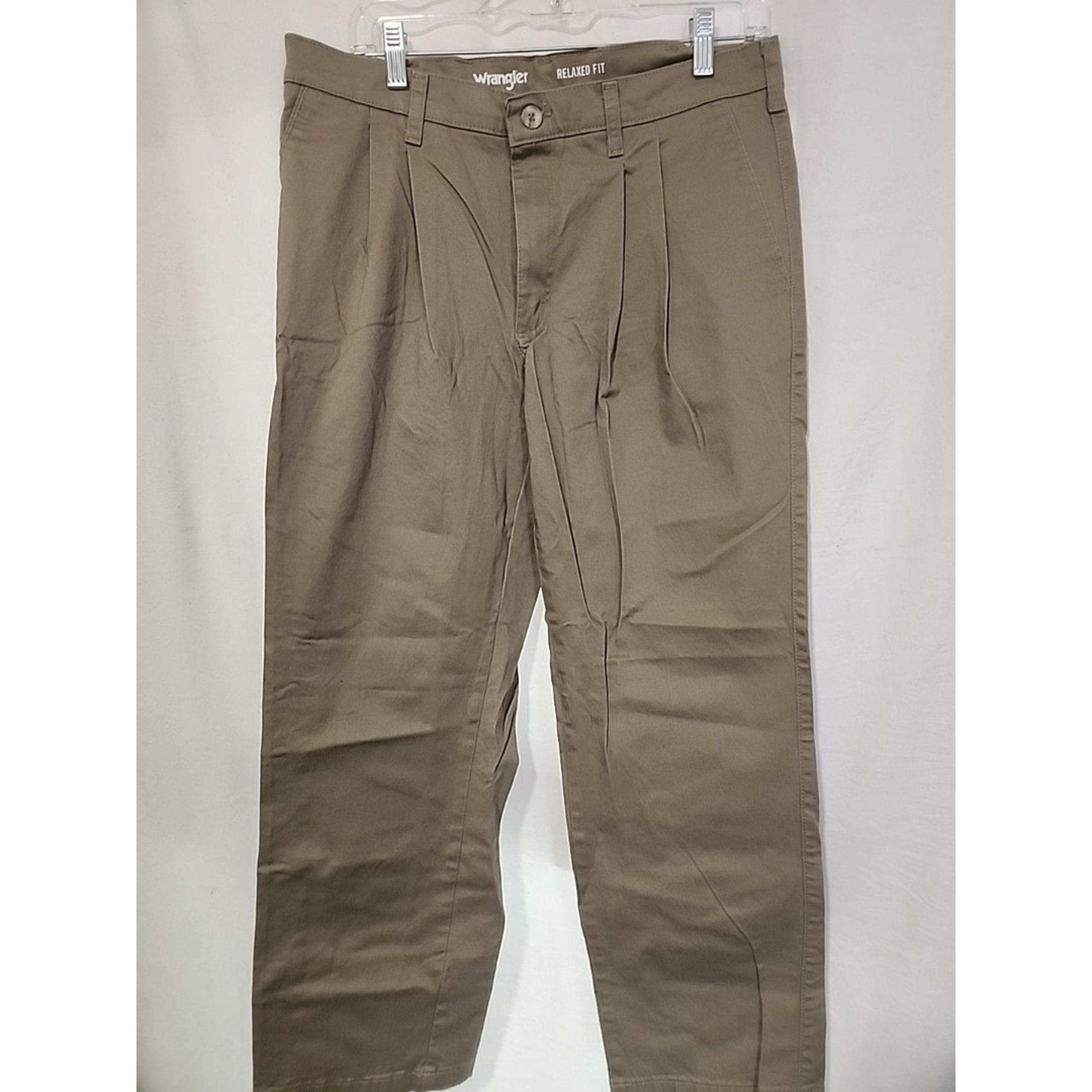 Mens Brown Khaki Pants Relaxed Fit 34 x 30 - Wrangler