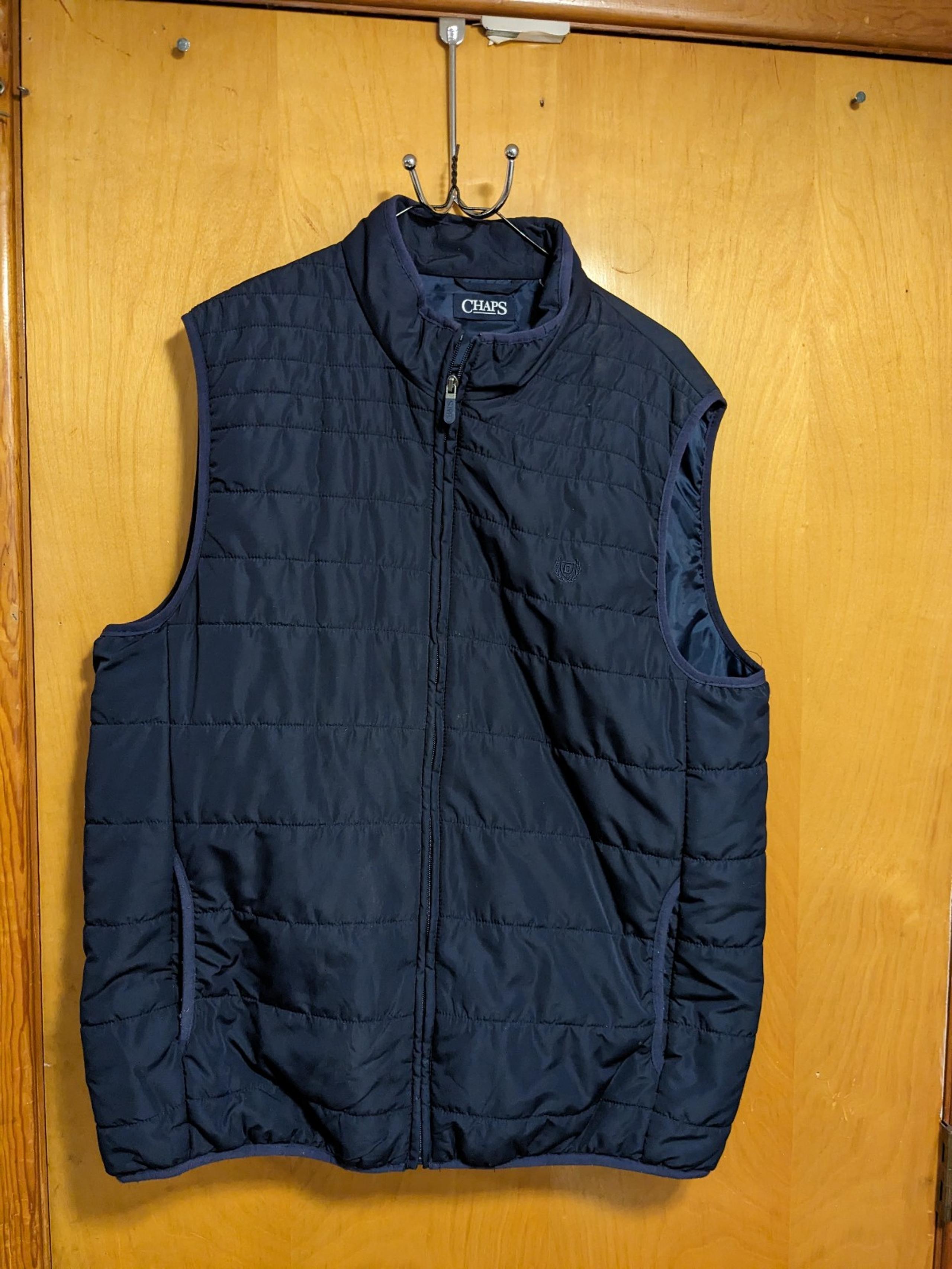 Chaps Quilted Puffer Zip Up Vest Jacket Men's XL Sleeveless Navy Mock Neck Lined