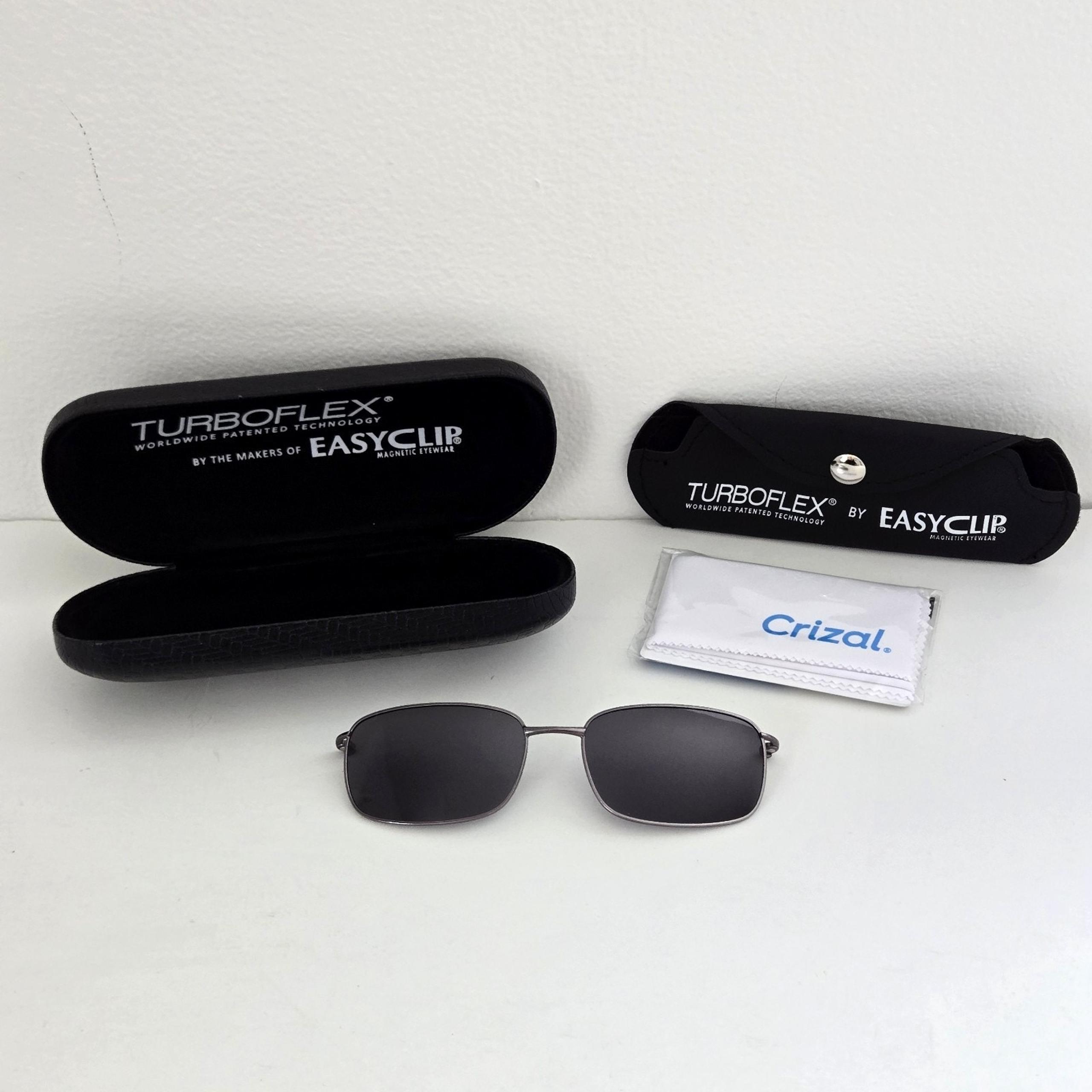 TurboFlex EasyClip Magnetic Clip On Polarized Sunglasses With Two Cases & Cloth