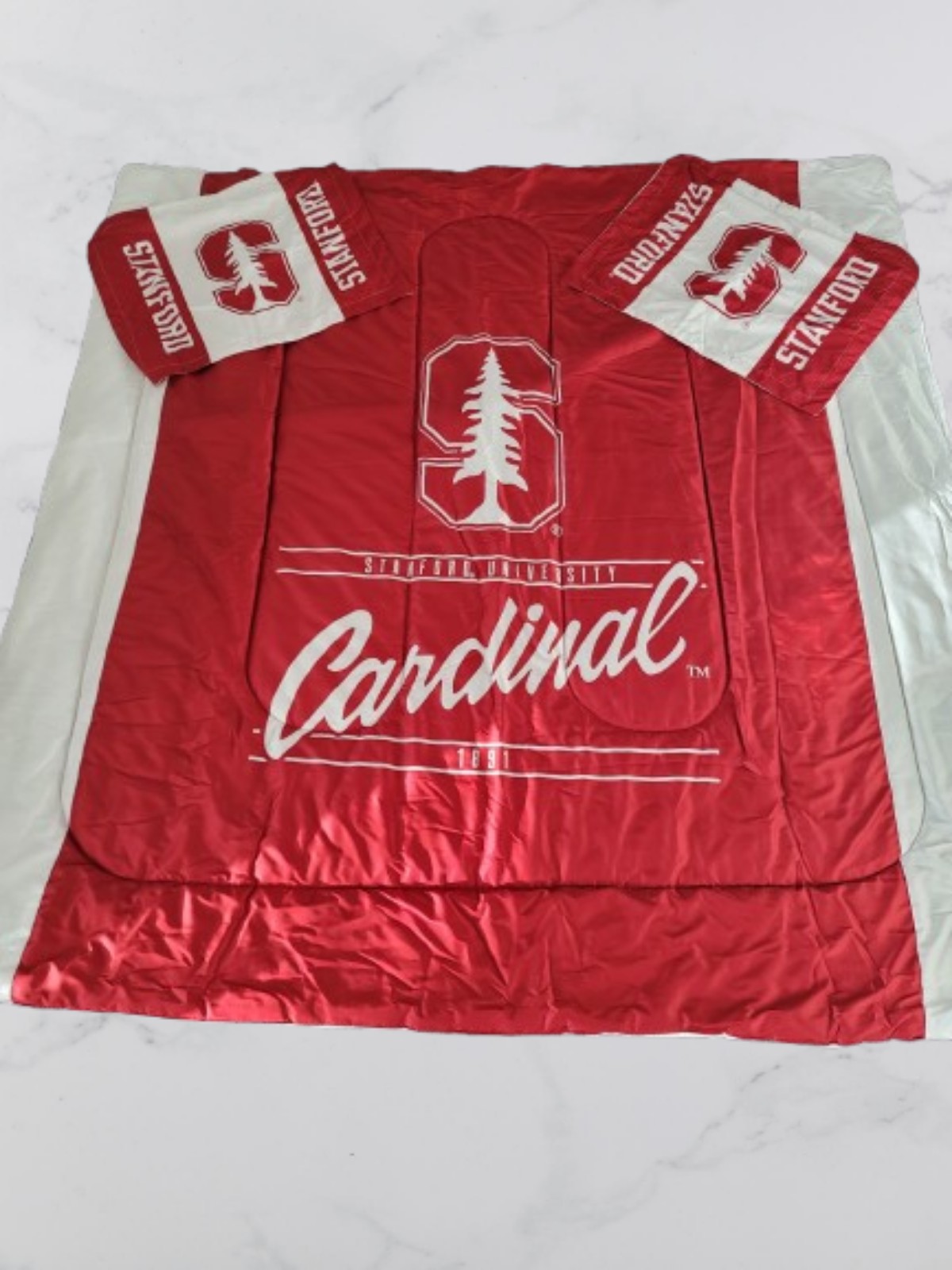 Stanford University Comforter Pillow Shams FULL/QUEEN SIZE 86 x86 Pre-owned