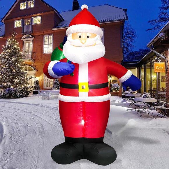 New 5FT Inflatable Christmas Santa with Gift Bag & LEDs for Yard Decor