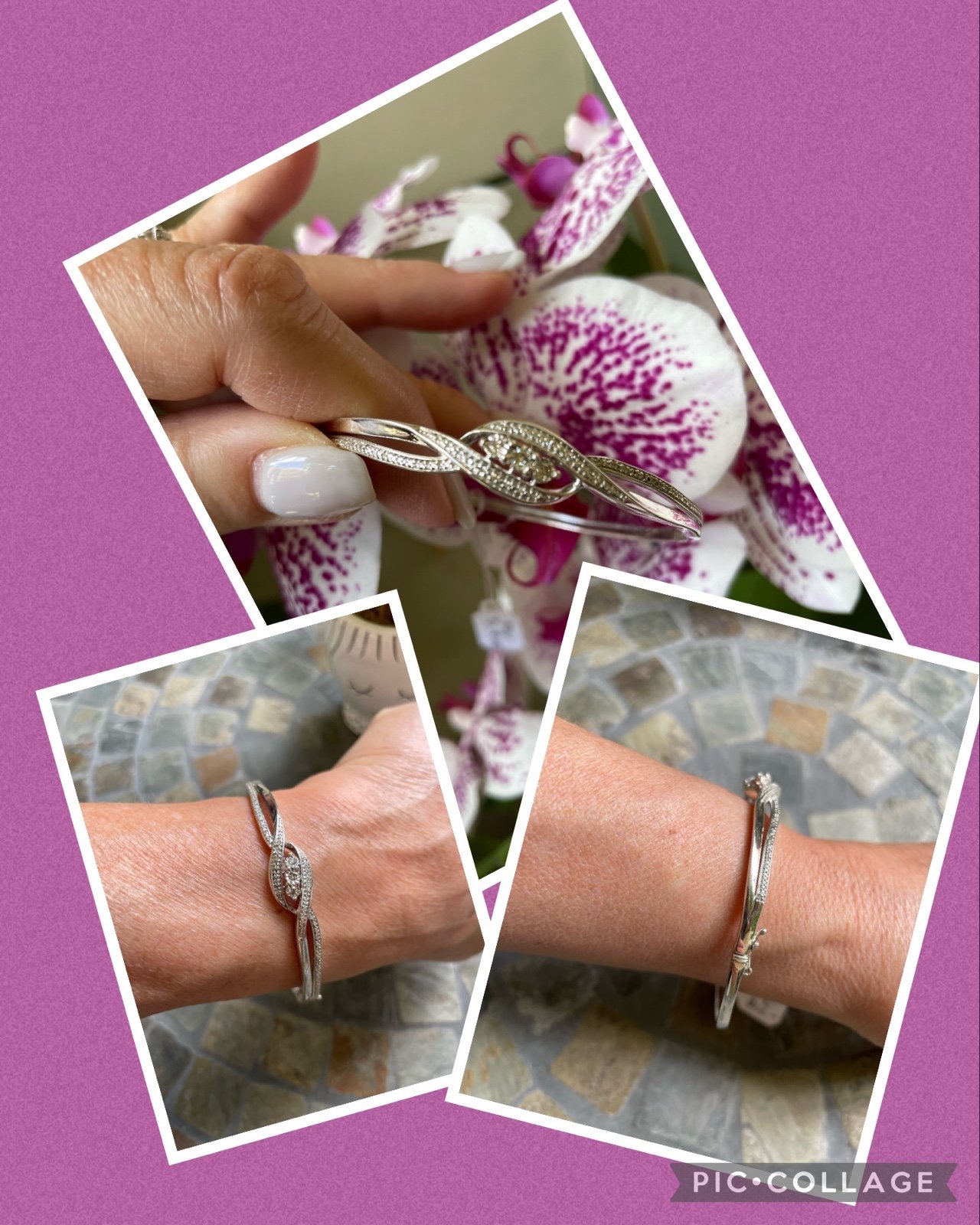 0.15ct. Diamond S925 sterling silver bangle