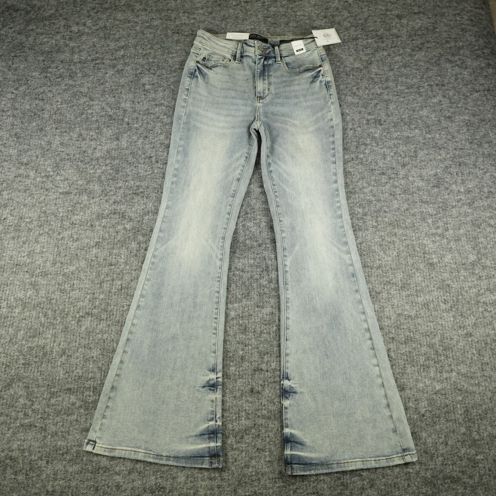 Judy Blue Jeans Womens 7/28 Denim Pin Tack Flare Mid Rise JB88655 Stretch Casual