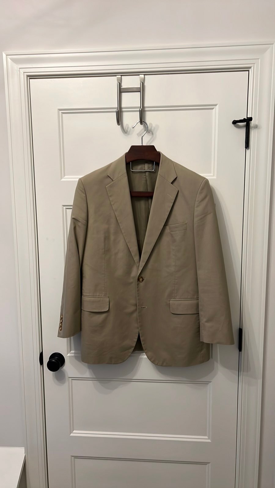 Like New Sz 41R Mens Khaki Cotton Sport double Button single vent Sport Coat.
