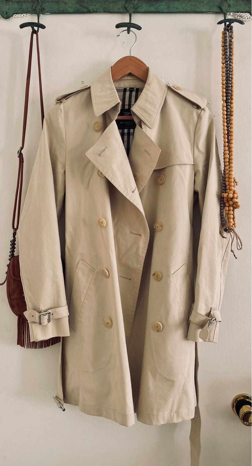Beige Burberry Cotton Belted Trench Coat XS/S