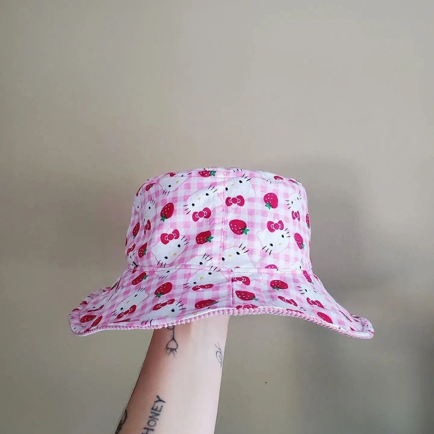Upcycled Hello Kitty print bucket hat