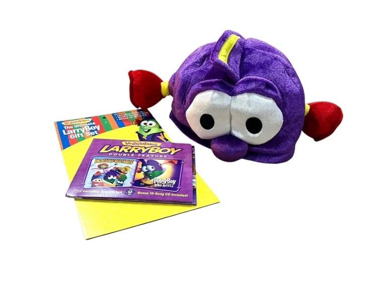 Veggie Tales LarryBoy Plush Hat Costume Dress Up Mask Veggietales DVD Bonus CD
