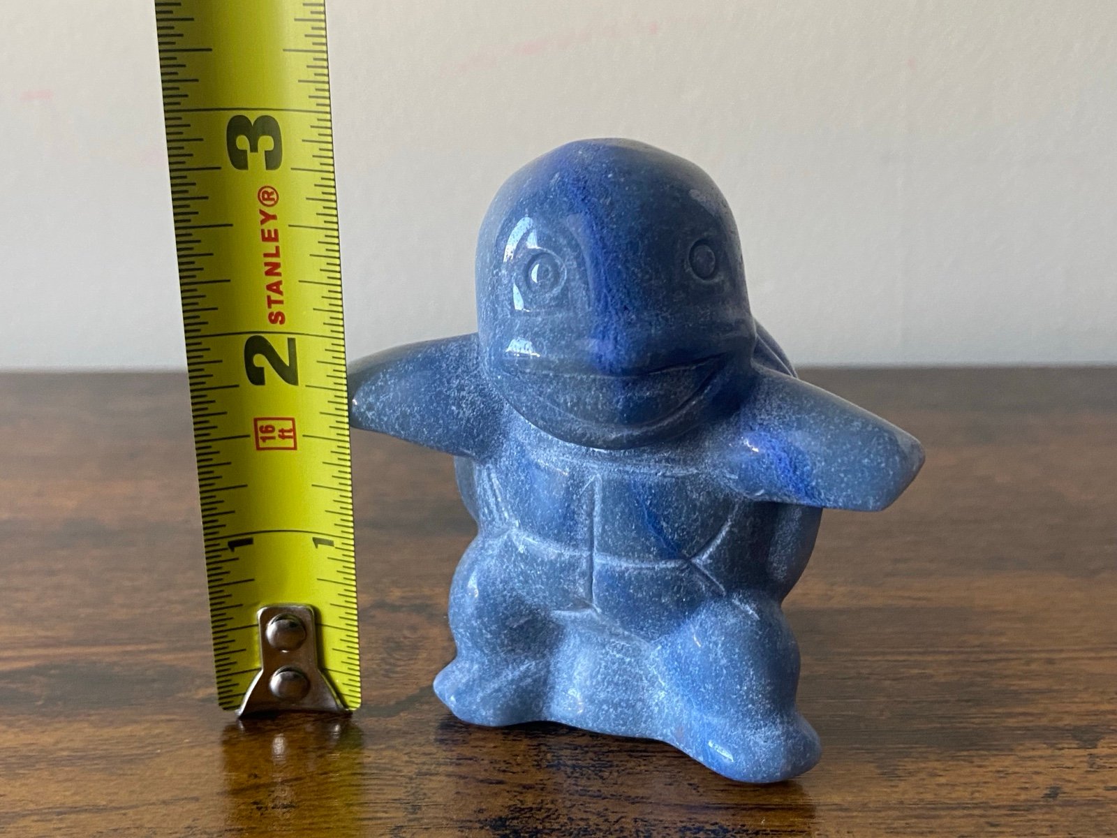 Natural Blue Aventurine Crystal Squirtle Pokemon Carving - detail