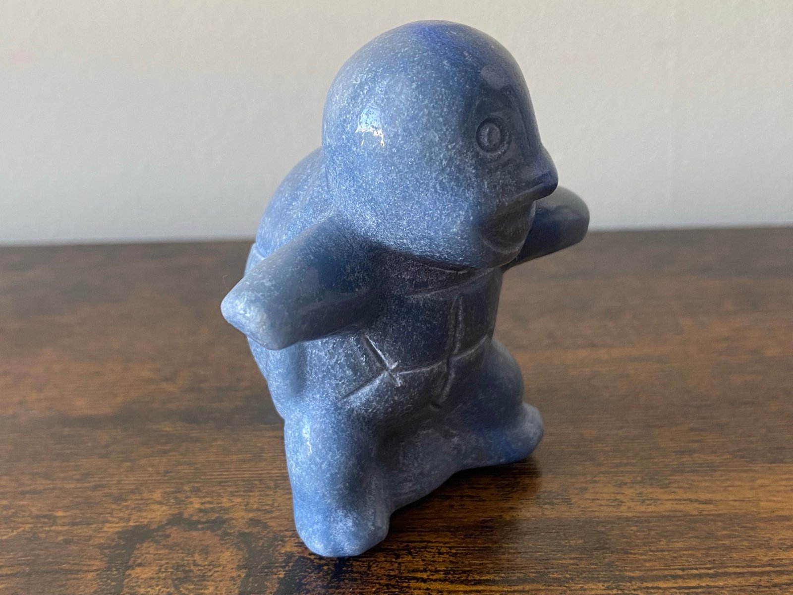 Natural Blue Aventurine Crystal Squirtle Pokemon Carving - detail