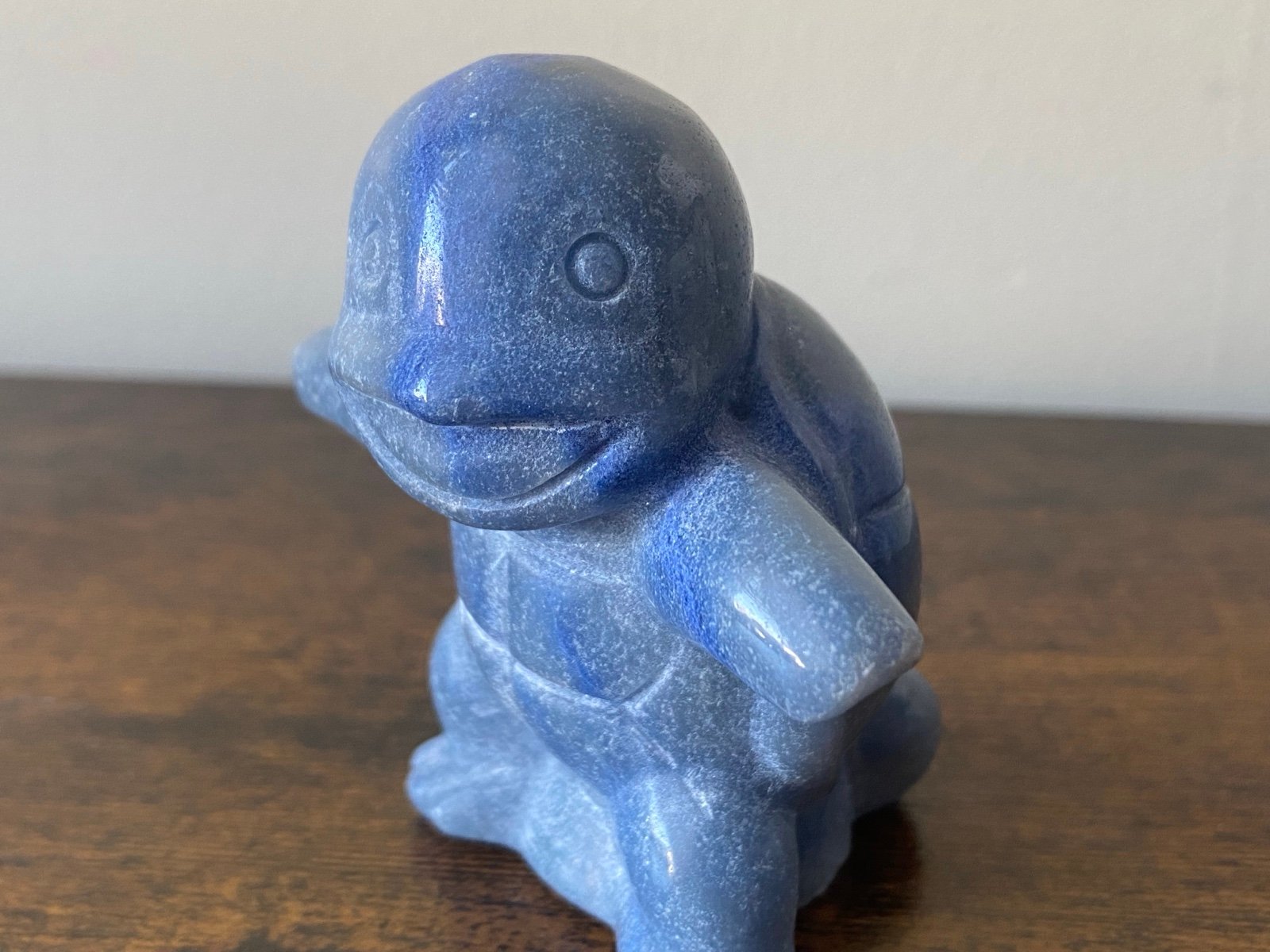 Natural Blue Aventurine Crystal Squirtle Pokemon Carving - detail