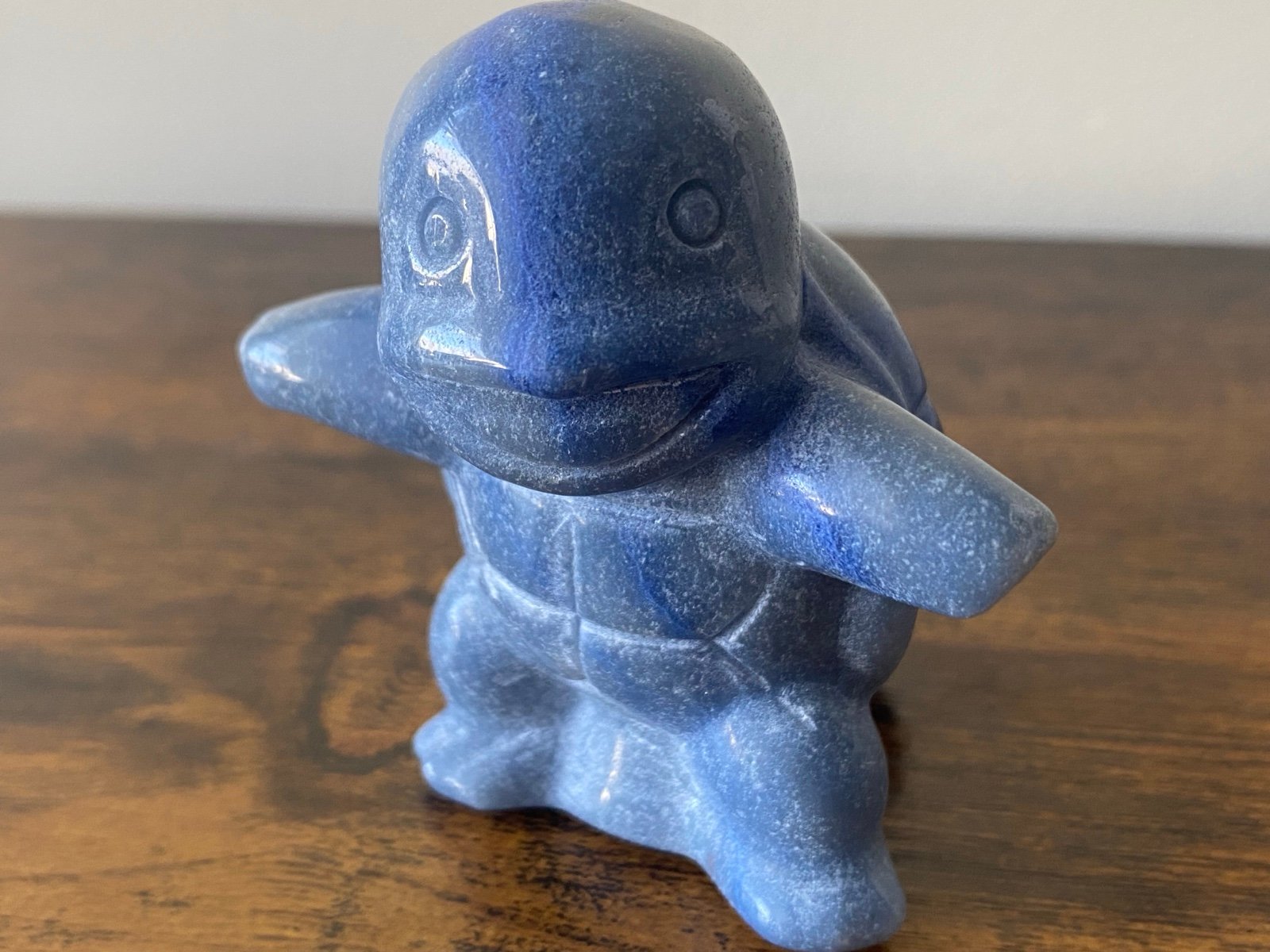 Natural Blue Aventurine Crystal Squirtle Pokemon Carving - detail