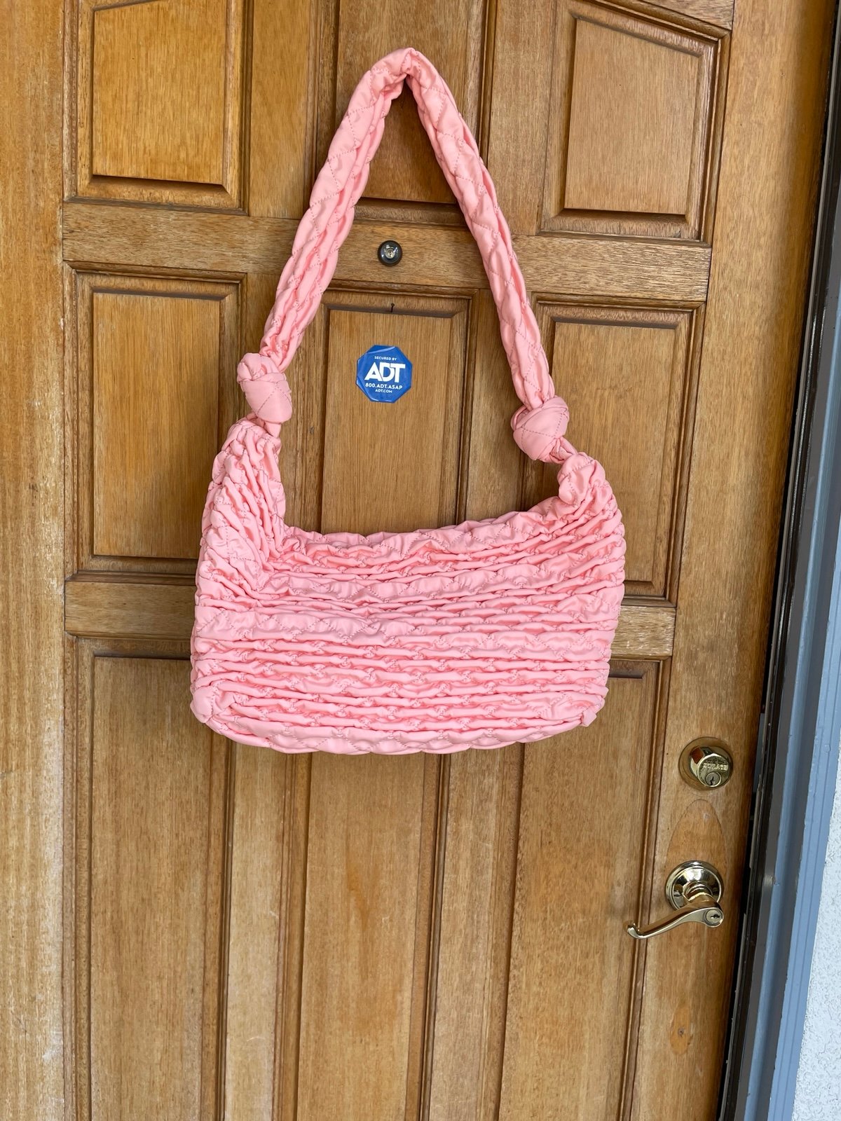 cotton on quilted padded carryall shoulder tote bag large salmon NWOT