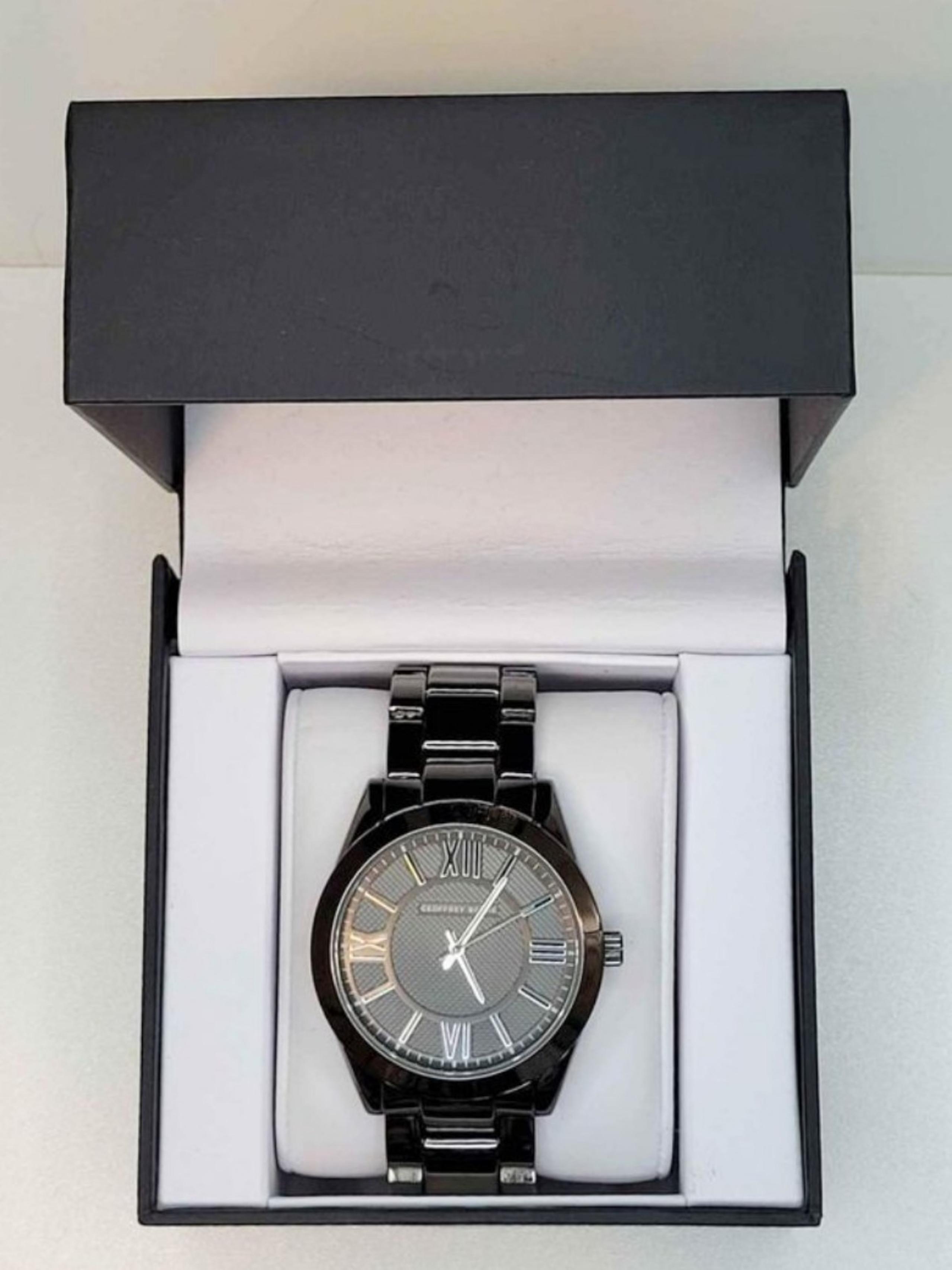 Geoffrey Beene Mens Gunmetal Anolog Watch SR626SW