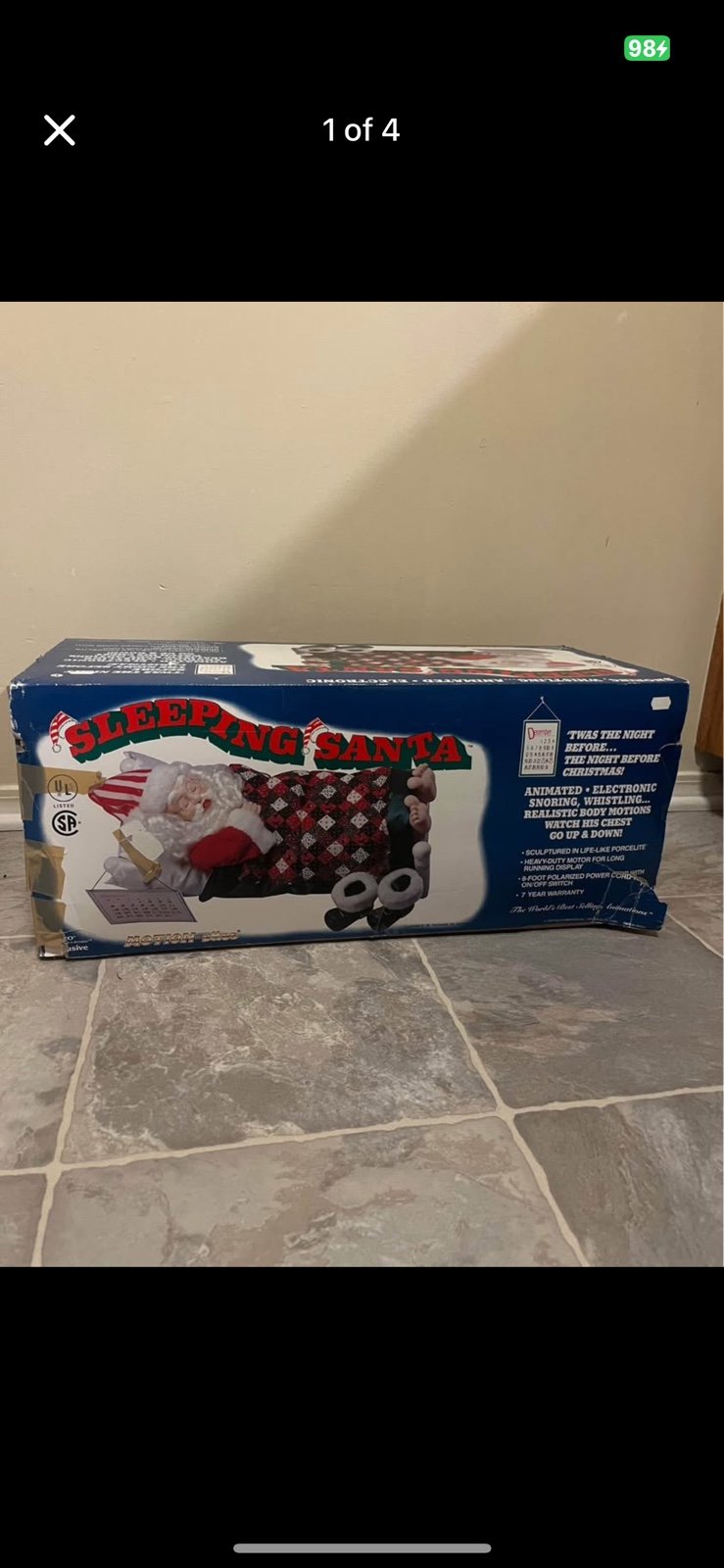 Vintage Telco Motionettes Animated Sleeping Snoring Santa