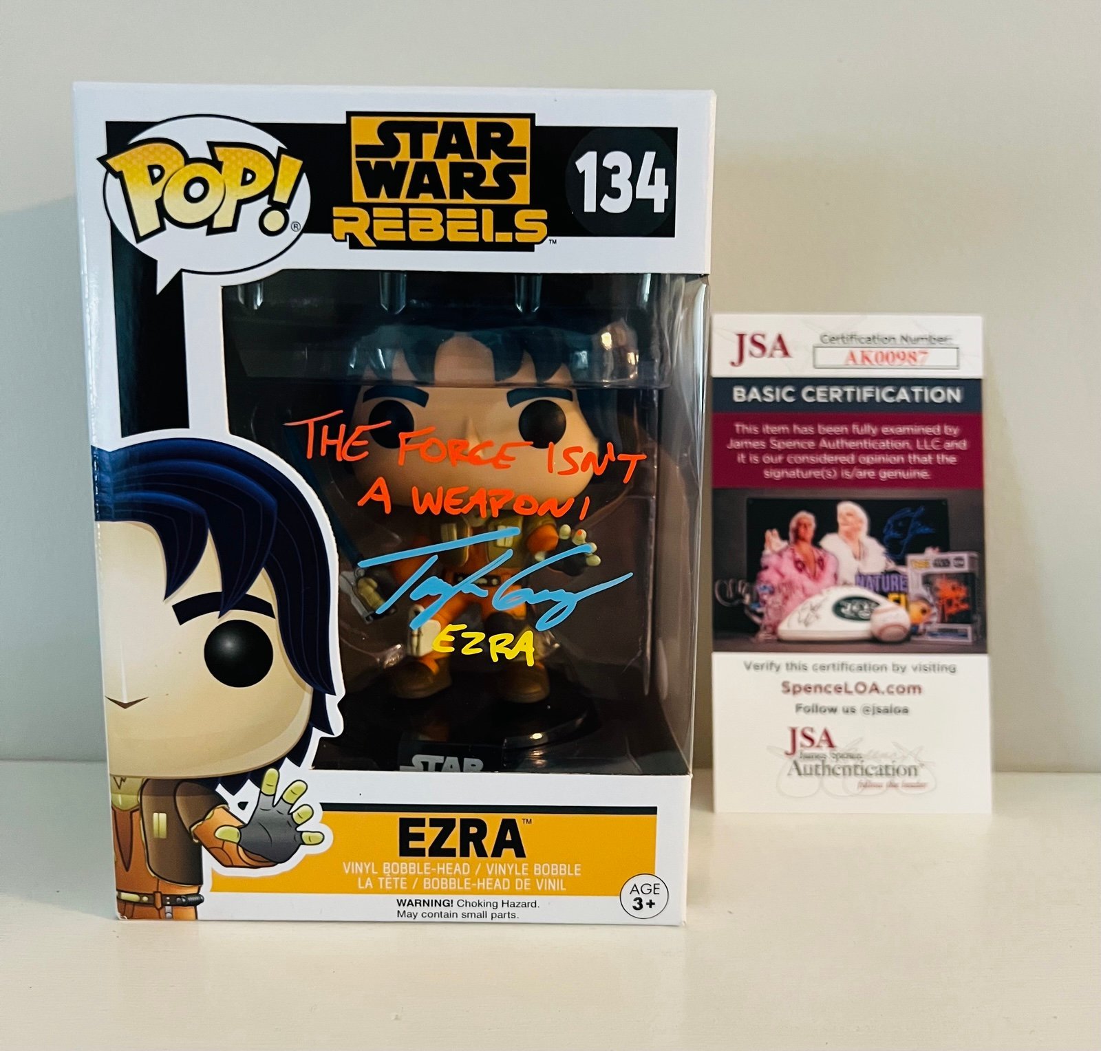 Ezra Bridger 134 funko pop Signed by Tyler Gray