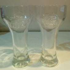 Miller High Life Chill Beer Glasses High Relief Thunderbird & Miller Set of 2