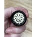carved Bakelite Vtg Ring white compass rose on black chunky segmented stretchy