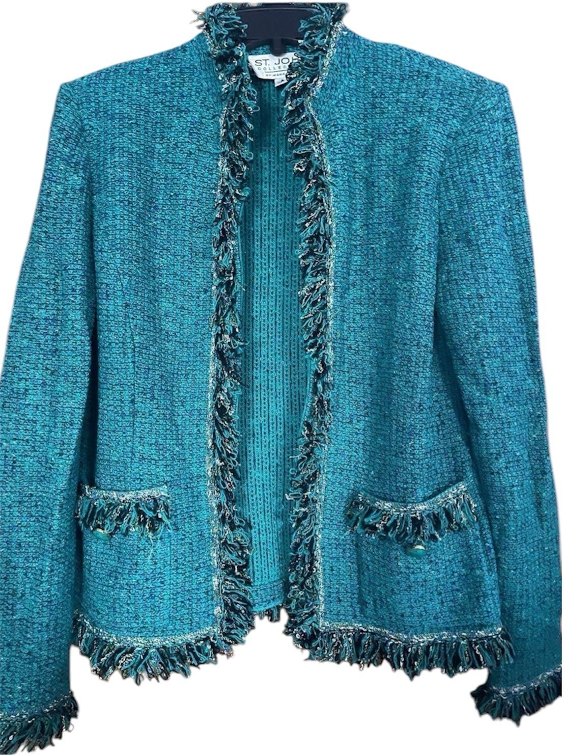 Vintage St. John Collection knit blazer w/turquoise buttons, size 8