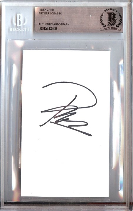 Prymrr Lobasso Signed Autographed Index Card Internet Celebrity Beckett BAS 609