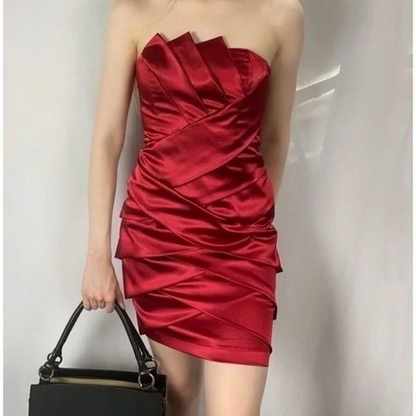 Jessica McClintock Strapless Satin Mini Dress Size 8