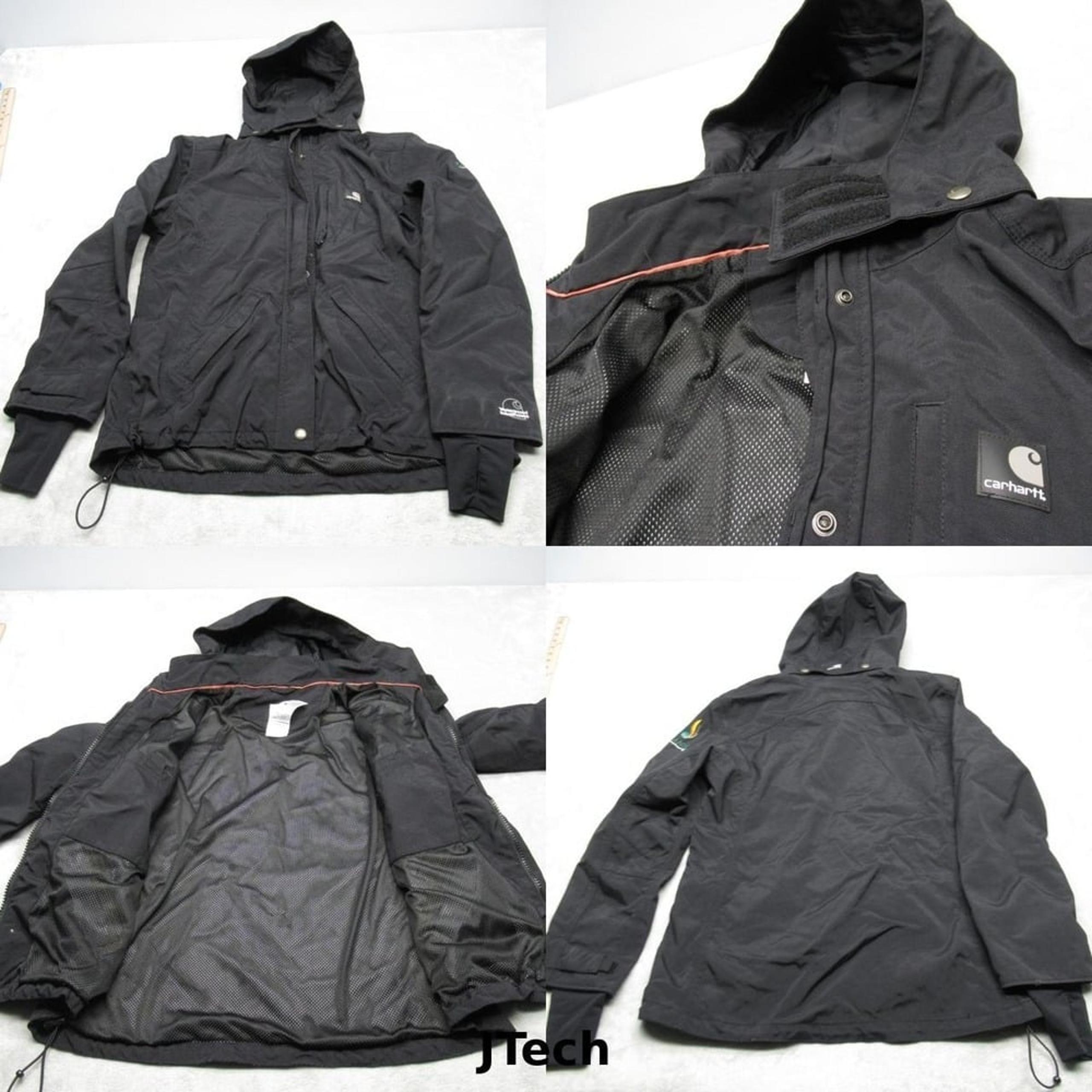 Carhartt Jacket Womens Small Black Waterproof Breathable Thumb Hole Nylon Canvas