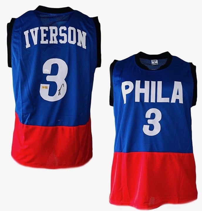 Allen Iverson Autographed Philadelphia Pro Blue 2-Tone Basketball Jersey (JSA)