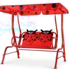 Kids Patio Swing Chair Children Porch Bench Canopy 2 Person Yard Furniture Red